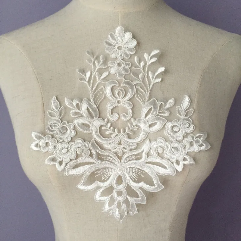 10pcs Ivory white Flower Motif Lace applique Rococo Trim Lace Applique