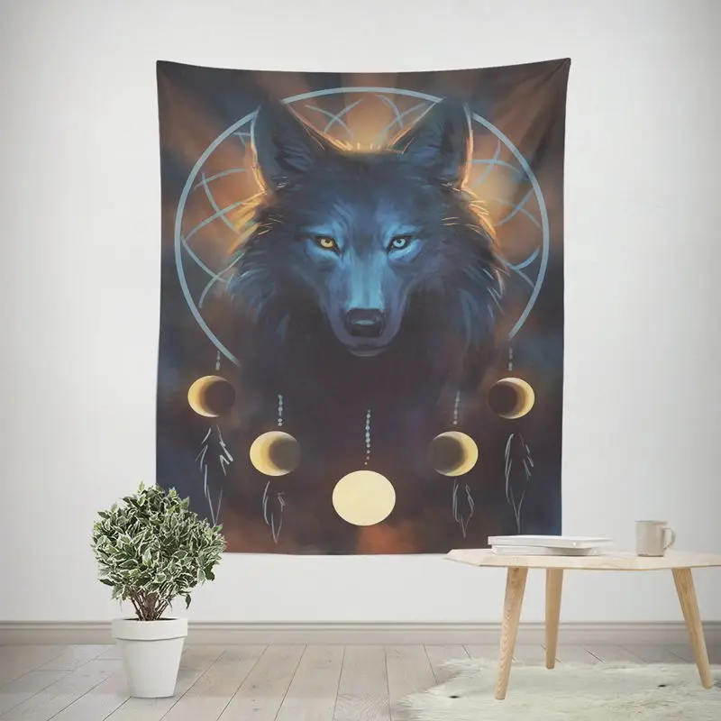 Nordic животного гобелен волк Лев стене висит арт Сова ковер с оленем одеяло домашний украшение для спальной Современный Настенный декор - Цвет: 4