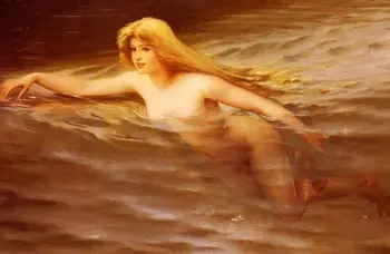

Perfect 36x24 oil painting, hand-painted on canvas: a charming blonde woman swimming