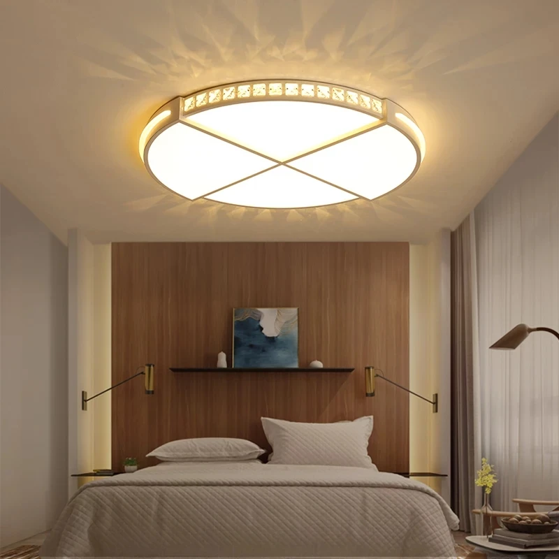 

Crystal Post Modern Ceiling Lights white Finish Living Room Bedroom Surface Mounted Round Ceiling Lamp lamparas de techo