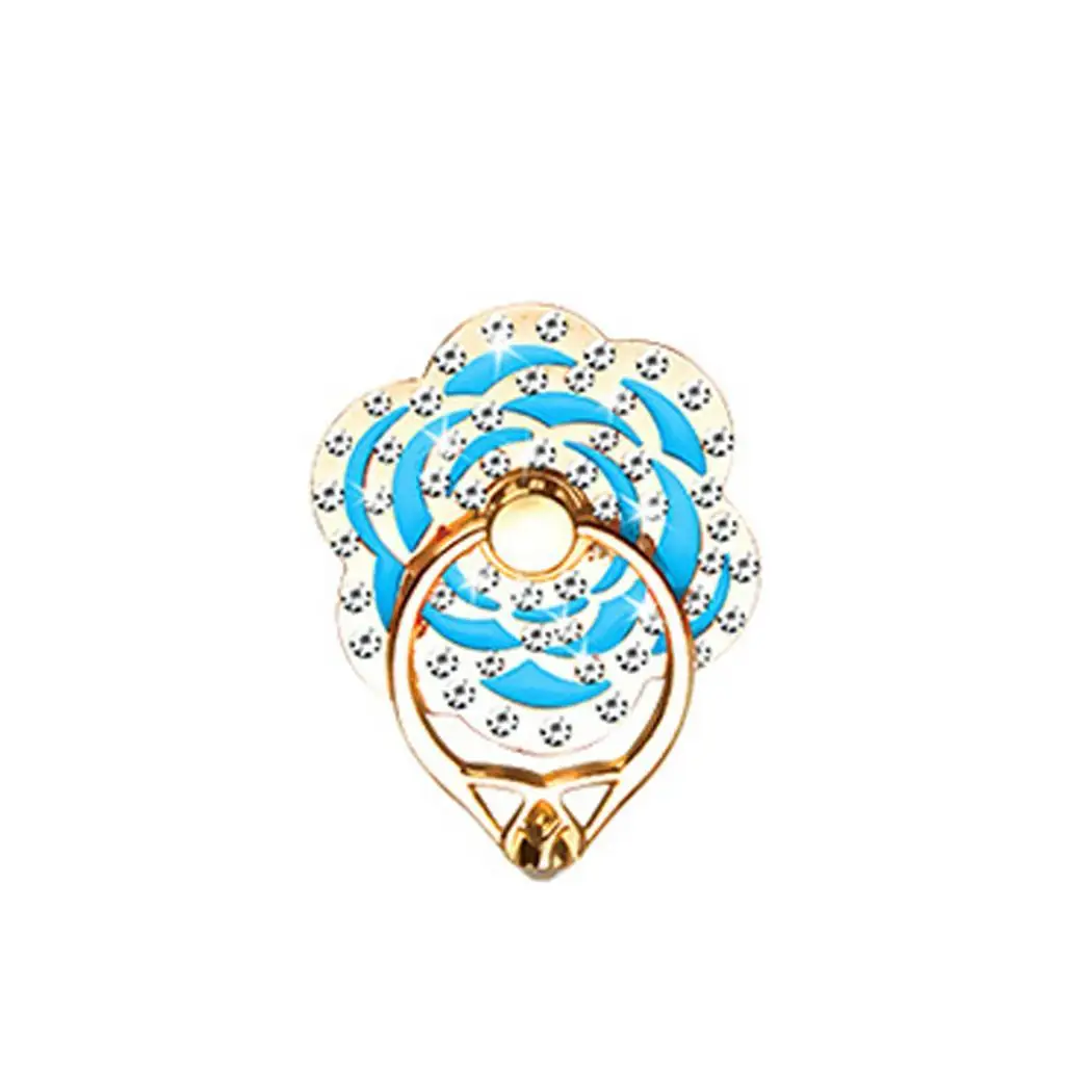 Finger Ring Mobile Phone Rhinestone Rose Smart phone Stand Holder For iPhone X 8plus Samsung cell Smart Round Phone holder Stand
