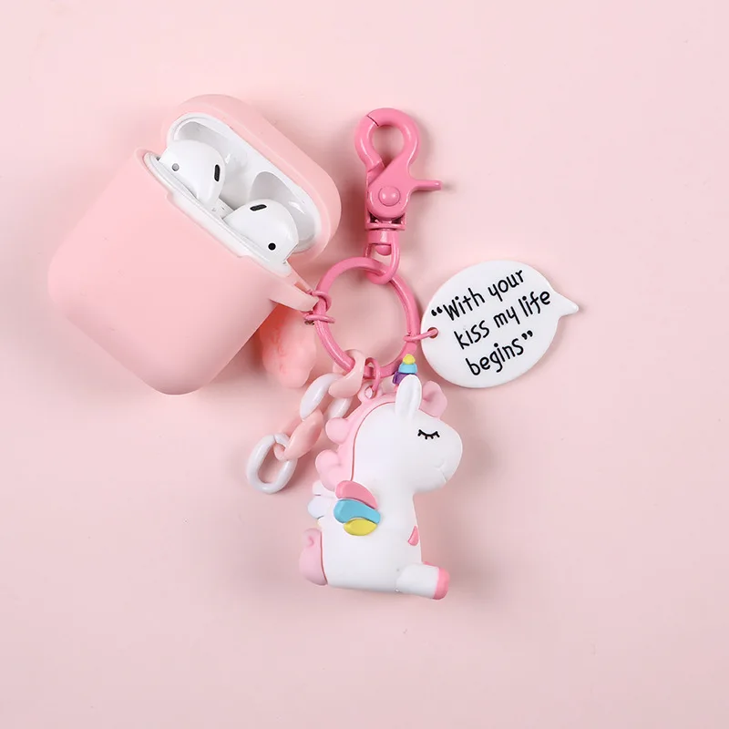 

Cute Cartoon Unicorn Decorative Silicone Case for Apple Airpods Case Protective Cover Bluetooth Earphone Case Key Ring Gifts