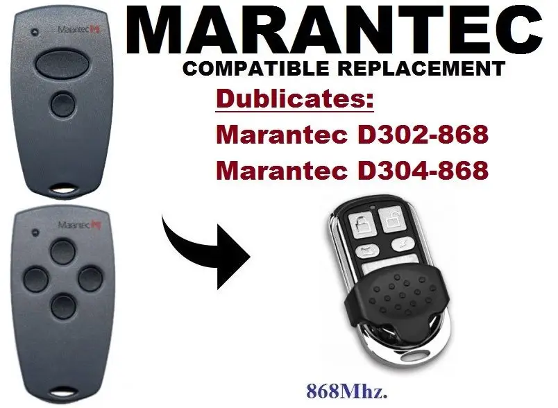 Пульт Marantec Digital D302 D304 D313D321 D323 команда 131 868 МГц (темный цвет сзади) МГц. Гаражные