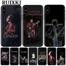 RUIXKJ One Direction Tattoos Harry Styles чехлы для телефонов для iphone 5S SE 6 6S 7 7Plus 8 8 Plus X мягкий черный силиконовый чехол