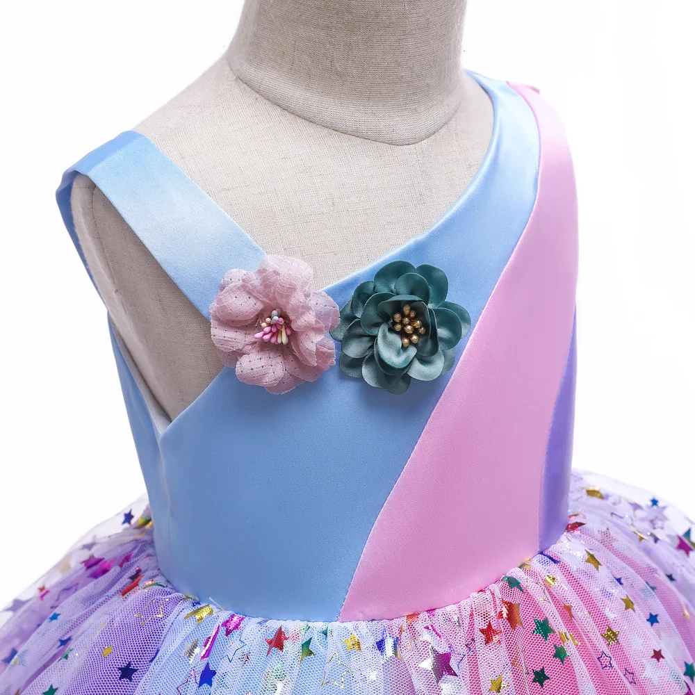 New Flower Girls Dresses For Wedding Party Princess Star Rainbow Dress 2019 Tule Children Evening Clothing Cute Kids Prom Gowns (8)