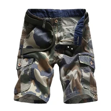 Летние шорты Для мужчин Повседневное камуфляж хлопка короткие штаны военный брюки бермуды карман шорты-Карго