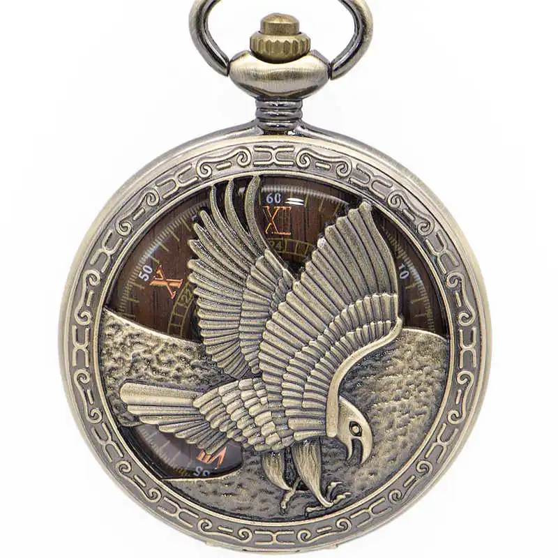 Дропшиппинг механические карманные мужские часы стимпанк полые птица Логотип Прозрачные карманные часы повседневные Fob часы - Цвет: PJX1347