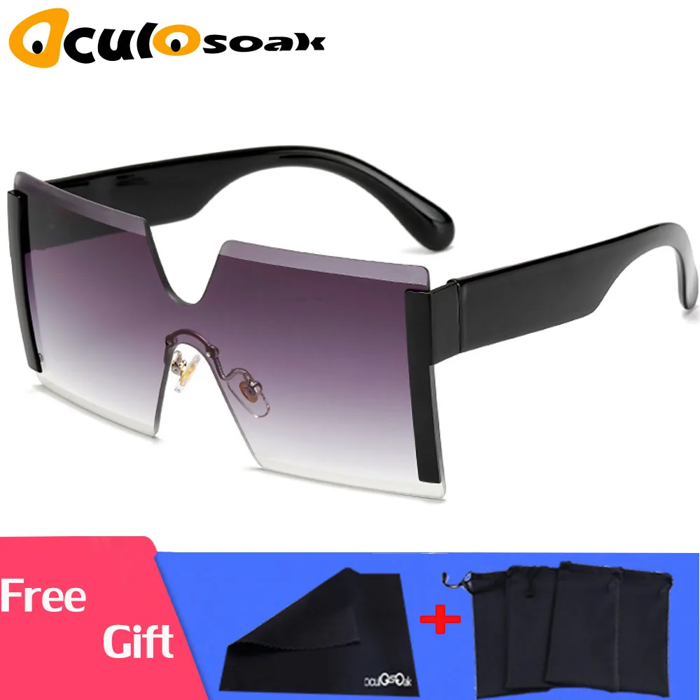 2019 Square Oversized Sunglasses Women Fashion Rimless Sun Glasses Lady Brand Designer Vintage Shades Gafas Oculos de sol UV400