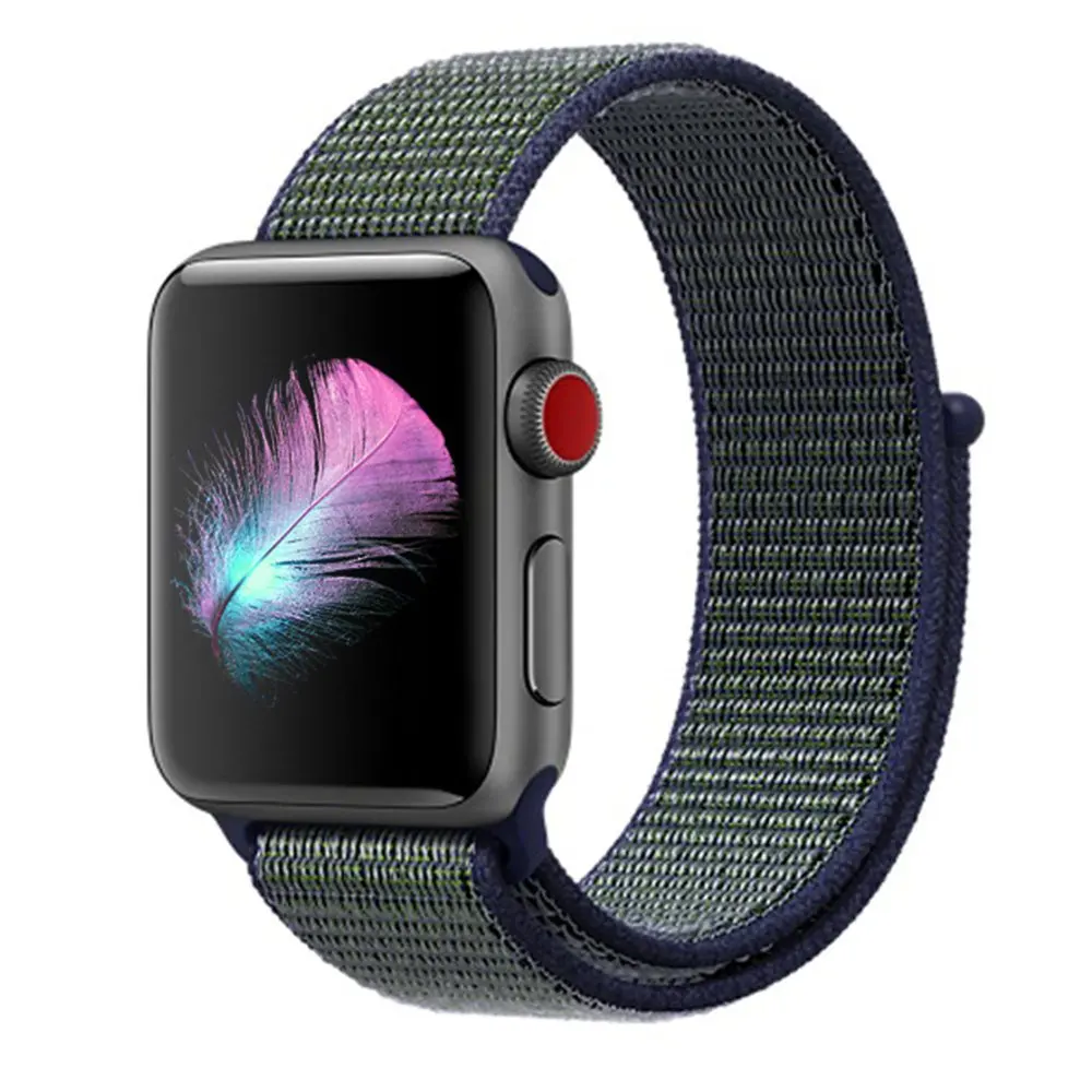 Красный тканый нейлоновый спортивный ремешок для Apple Watch серии 5, 4, 44 мм, 40 мм, ремешок для наручных часов, браслет для Apple watch 42 мм, 38 мм, 3, 2 - Цвет ремешка: Midnight fog