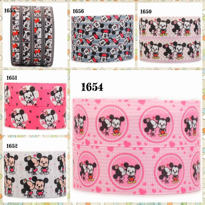 

NEW 50 yards Mickey and Minnie mouse pattern ribbon printed grosgrain cartoon ribbons free shipping