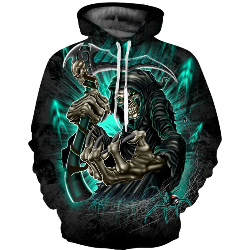 

Womens Clothing 2018 Classic Style Skull Sickle Digital Print Long-Sleeved Pullover Jacket Polyester Fashion Workout Sweatshirt