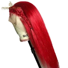 Парики из прозрачного кружева с красным передним кружевом, прямые бесклеевые парики из натуральных волос, Омбре, перуанские волосы Remy