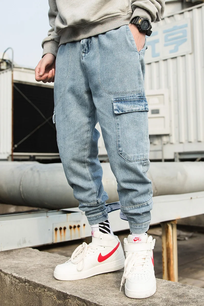 denim cargo joggers mens