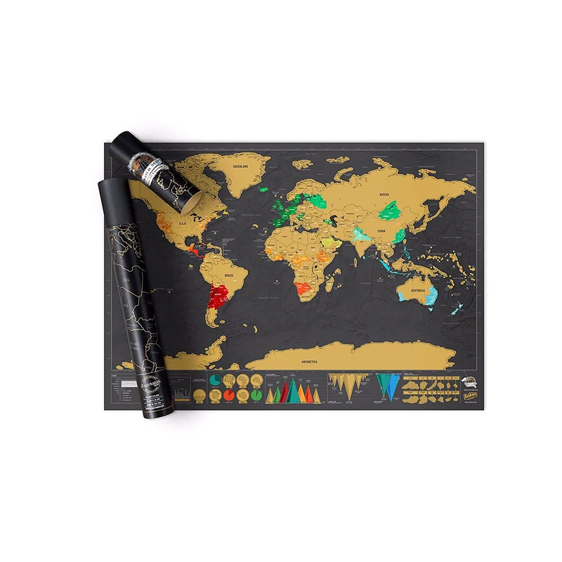 

Free shipping Deluxe Black Scratch Off Map World Map Best Decor School Office Stationery Supplies