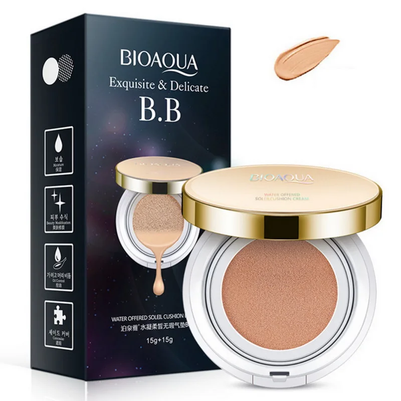 

BIOAQUA Air Cushion BB Cream Isolation BB Nude Concealer oil control Moisturizing Liquid Foundation cc cream Makeup 15g+15g