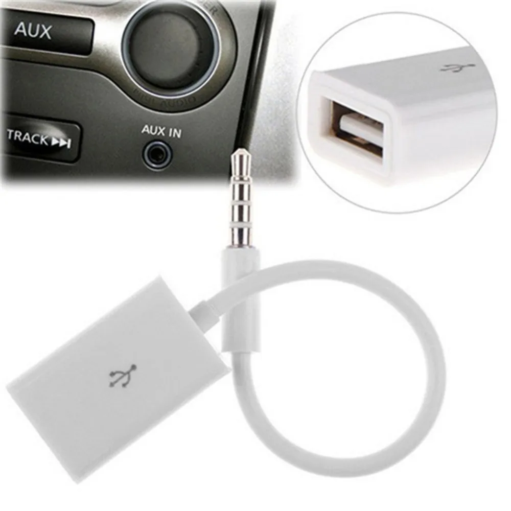 Car mp3 adapter cable USB female 3.5MM U disk connector 12V car CD car