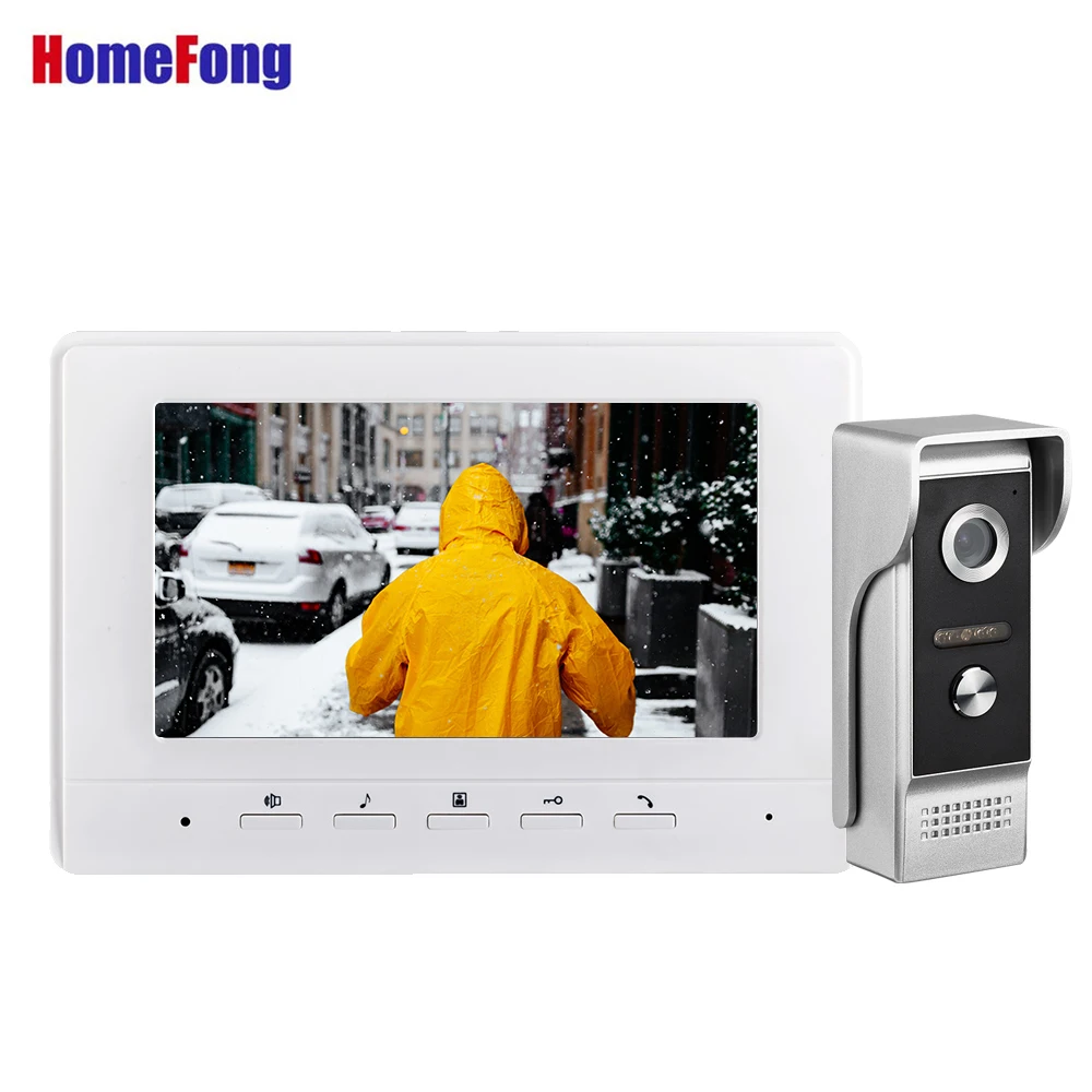 

Homefong White Video Door Phone Intercom System 7 inch Wired Doorbell Camera IR Leds HD Ring Camera Dual way Talk Unlock