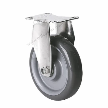 

1PC EDL Medium 5 Inch Stainless Steel Casters Wheels 150Kg Polyurethane Wheels Castors Plate Fixed Swivel Industrial for trolley
