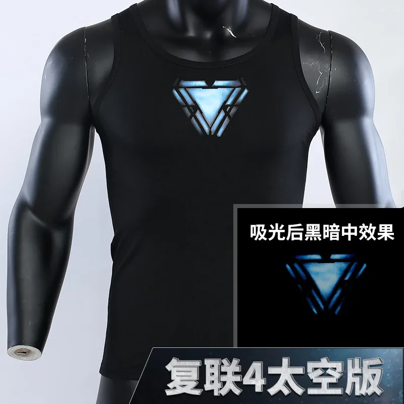 

2019 Movie Avengers: Endgame Iron Man Tony Stark Cosplay Luminous Vest Tank Tops Shirt Avengers: Infinity War - Part II Men Vest
