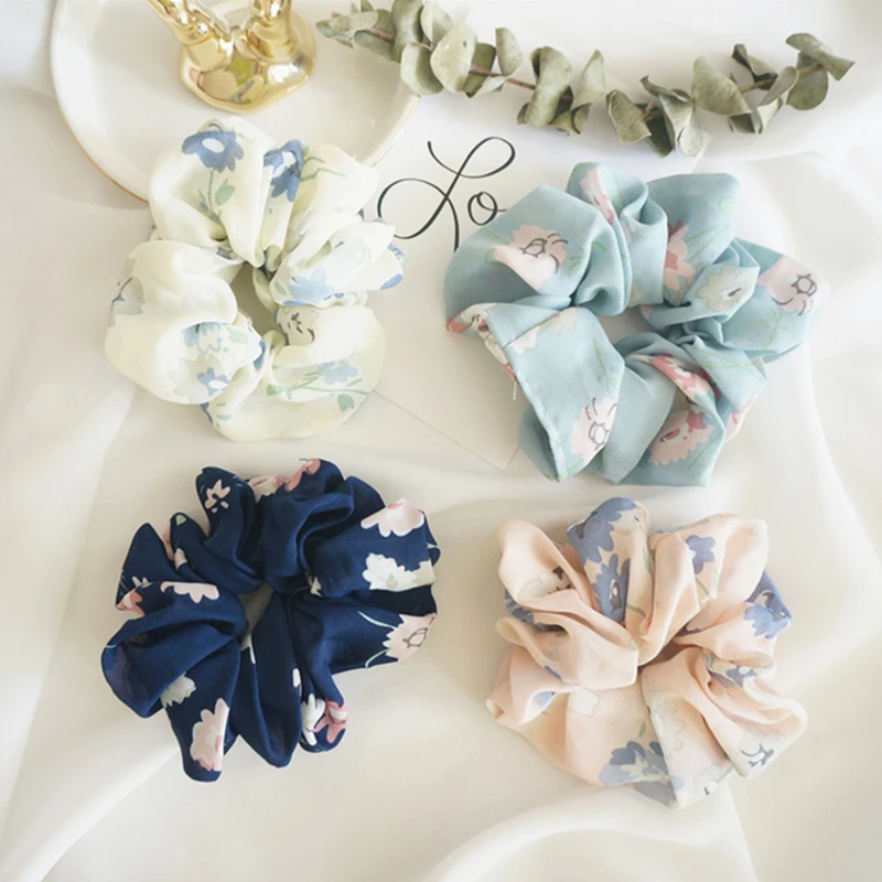 

Fashion Women Floral Print Hair Ties Girls Elastic Hair Bands Ponytail Holder Rope Scrunchie Headbands Hair Accessories Headwear