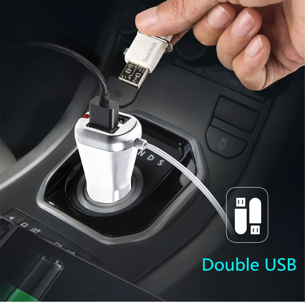 Q7s Car Mounted Handsfree FM Transmitter Vehicle Bluetooth MP3 Music Player Dual - Black