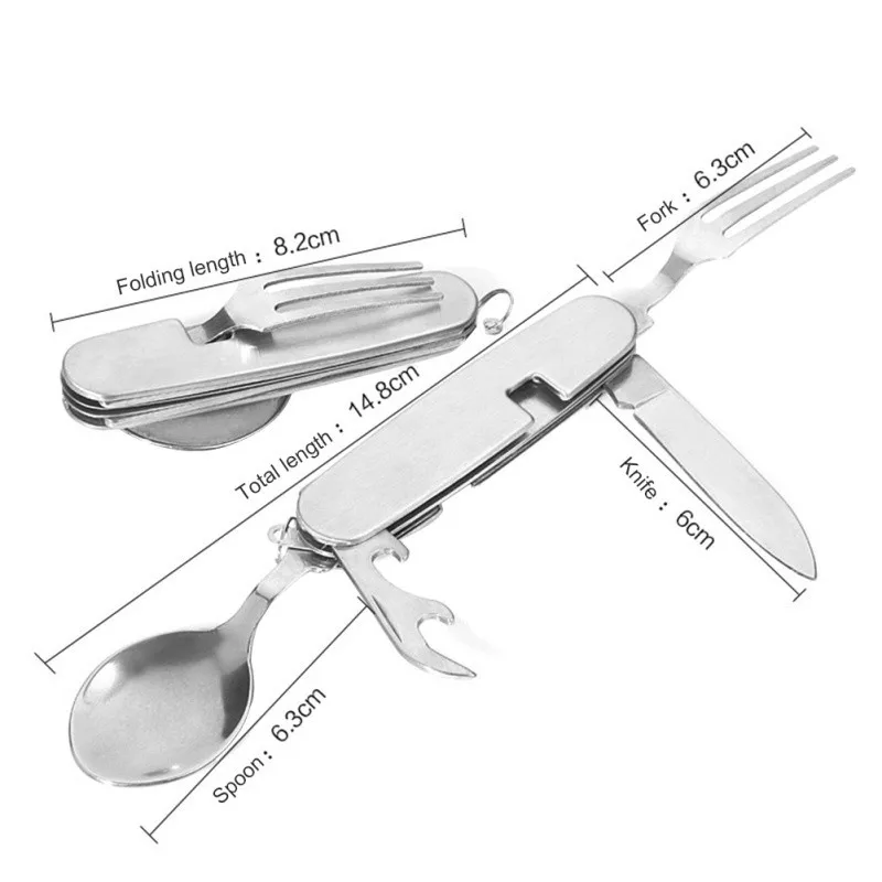 Cubiertos plegables desmontables multifunción vajilla de Camping cuchara de acero inoxidable/tenedor/cuchillo/abrebotellas utensilios de cocina para exteriores Cubiertos plegables desmontables multifunción vajilla de Camping cuchara de acero inoxidable/tenedor/cuchillo/abrebotellas utensilios de cocina para exteriores