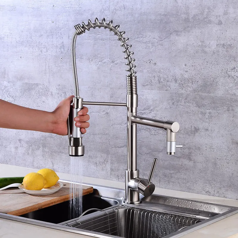 2019 Высокая дуга кухня кран латунь Раковина воды Смесители холодной и горячей