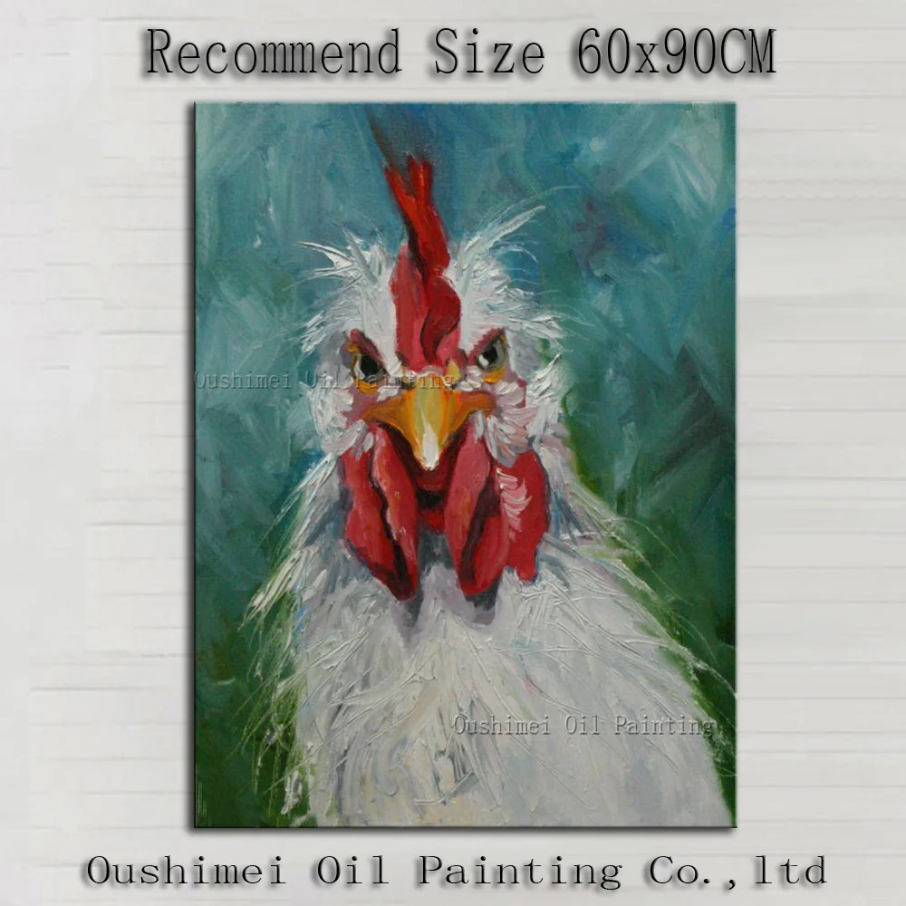 

Professional Artist Handmade High Quality Animal Impression Cock Oil Painting On Canvas Hand-painted Modern Rooster Oil Painting