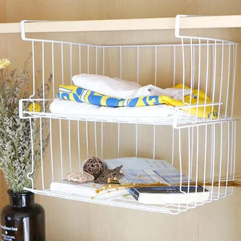 

Stackable Hanging Basket Under Shelf Hanging Metal Wire Storage Basket for Kitchen Office Bathroom Cabinet