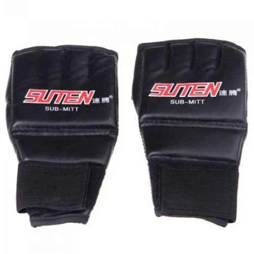 

JHO-SUTEN PU Half Mitts Mitten MMA Muay Thai Training Punching Sparring Boxing Gloves Black+Red