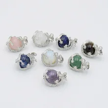 Милые натуральные аметисты, розовый кристалл, опал, тигровый глаз, камень, подвеска для ожерелья, 16 мм, круглый шарик, жемчуг, дракон, подвески, ювелирные изделия