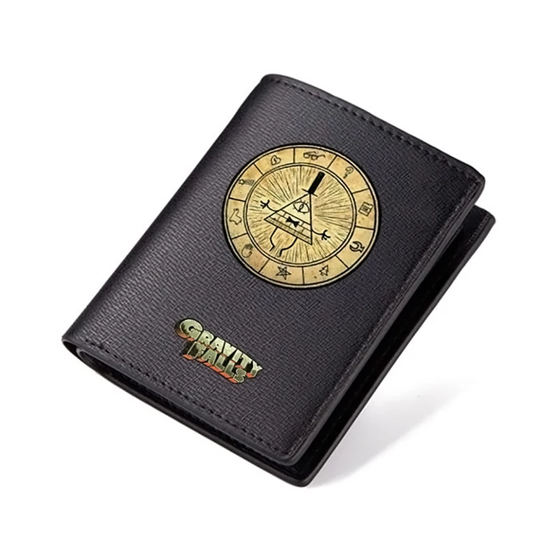 

Zshop Gravity Falls Wallet Black PU Short Purse for Men Leather Wallet and Purse For Boys Teenagers Adults Carteira