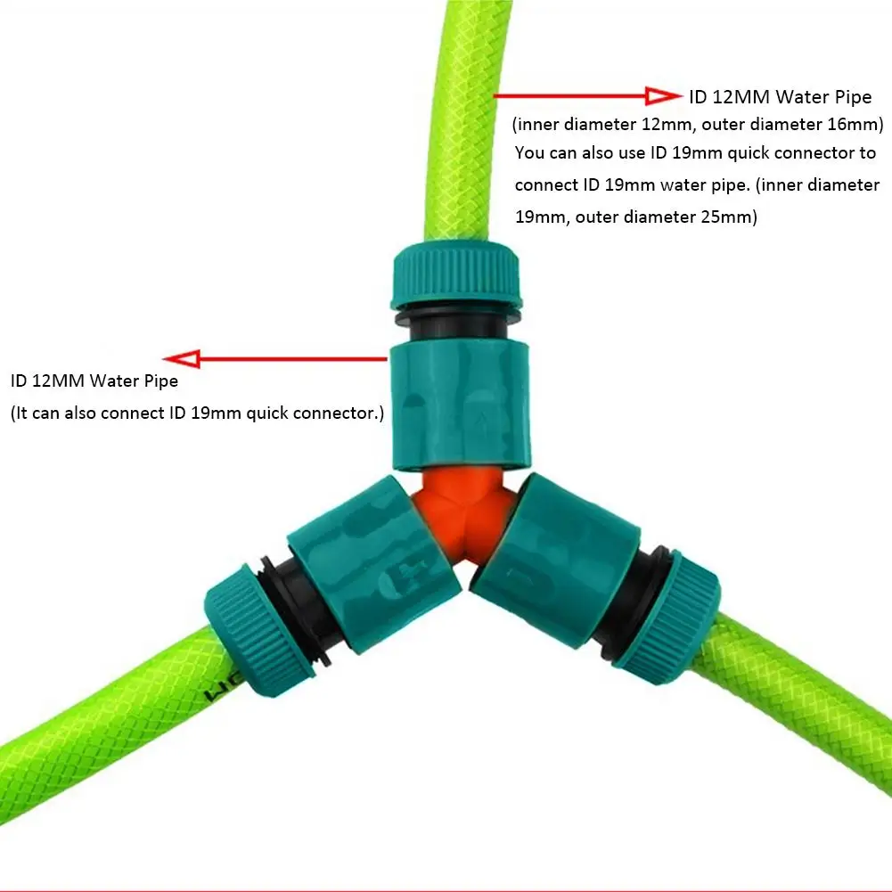 Пластик y-образный 3-сторонний выход газон водопроводный коннектор ID 12 мм 19 мм 1/2 быстрая садового шланга для орошения сада инструменты