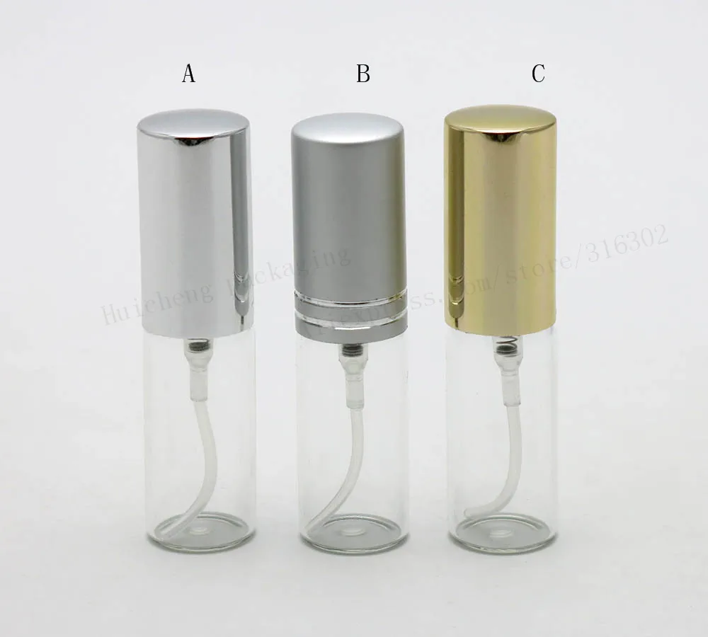 50x5 ML عينة الألومنيوم الزجاج عبوة عطر من الزجاج رذاذ 5cc البسيطة رذاذ العطر فيال 10 ml 15 ml متاح