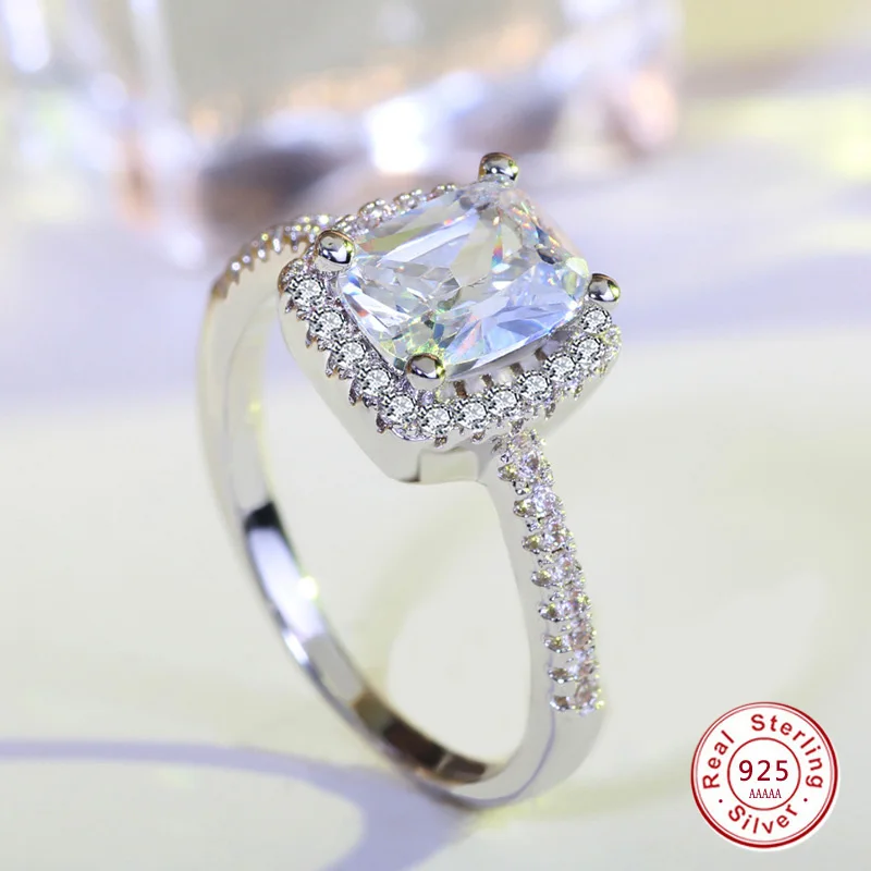

2017 NEW Arrive 925 Silver Rings for women big Cubic Zirconia CZ Wedding Jewelry