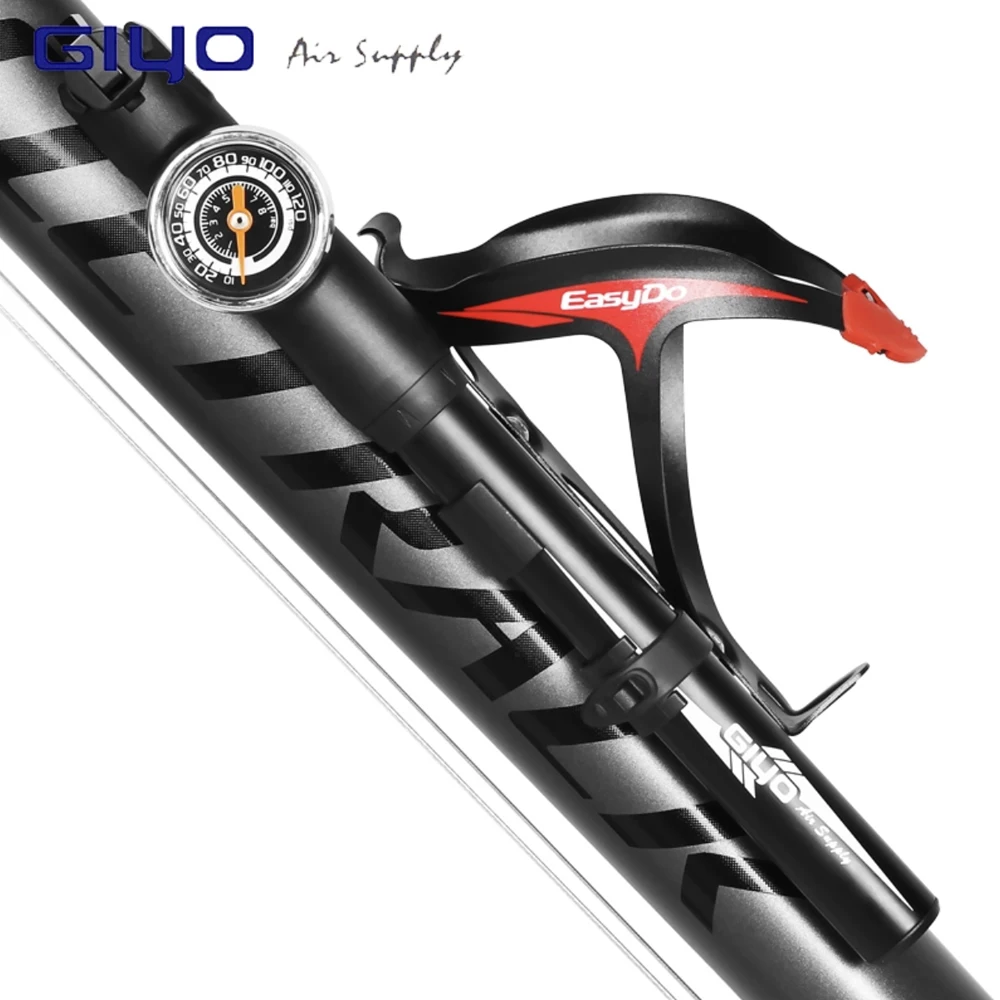 GIYO велосипедные насосы извлекаемый шланг велосипедный насос высокое давление ручной насос с измерительный мячик игла шин надувной воздушный велосипед велосипедный насос
