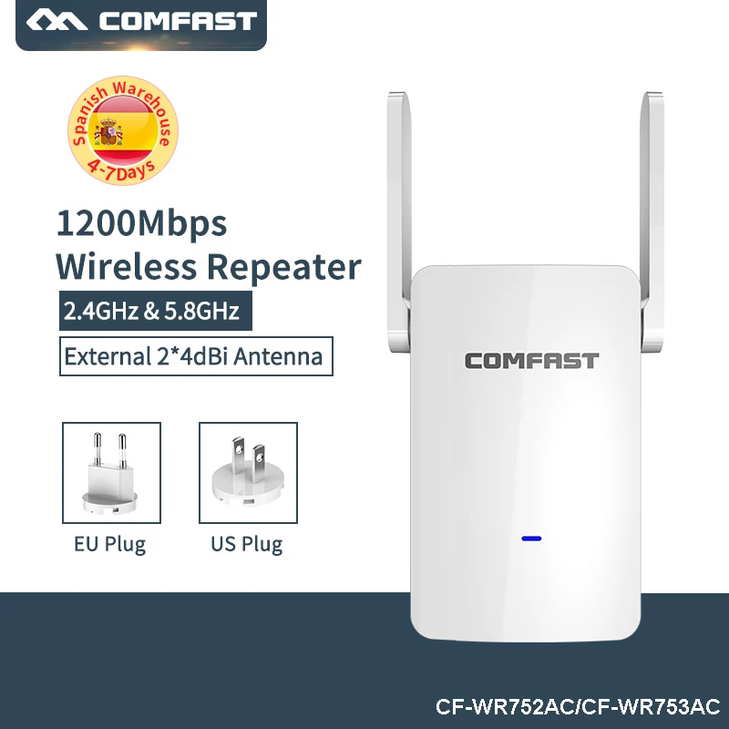 Comfast CF-WR753AC беспроводной N Wifi ретранслятор wifi расширитель сигнала 2,4G 300 Мбит/с + 5G 867 Мбит/с сетевой маршрутизатор расширитель диапазона