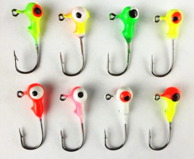 50 pcs 2CM 1G Fishing Hooks Lead Head Mixed colors Jigs Bait for Soft