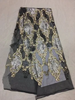 

top quality z-han43011 french lace fabric Latest beaded african lace fabric with sequins embroidery mesh tulle fabric