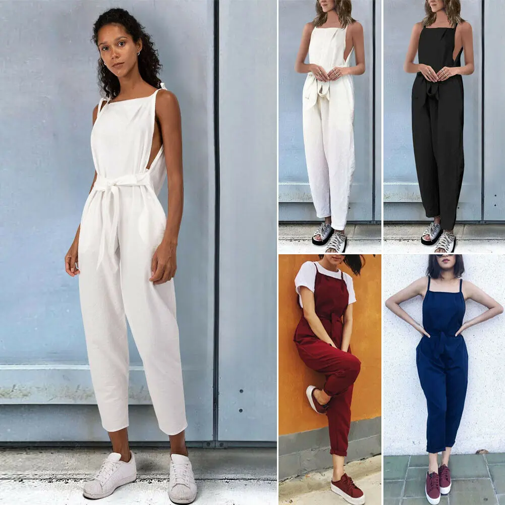 

Fashion Women Knitting Sleeveless Pants Suspenders Rompers Playsuit Jumpsuits