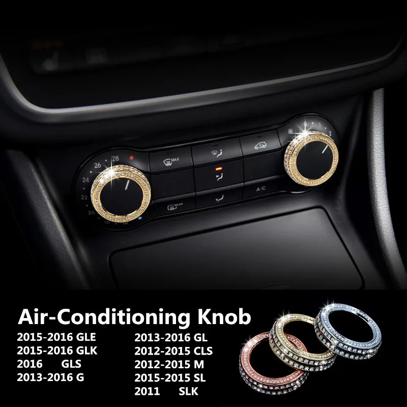 

2pcs Car Air-Conditioning Decoration Knob Button Fit Sticker for Mercedes BENZ GLA GLE GLK GLS G GL CLS M SL SLK dedicated car