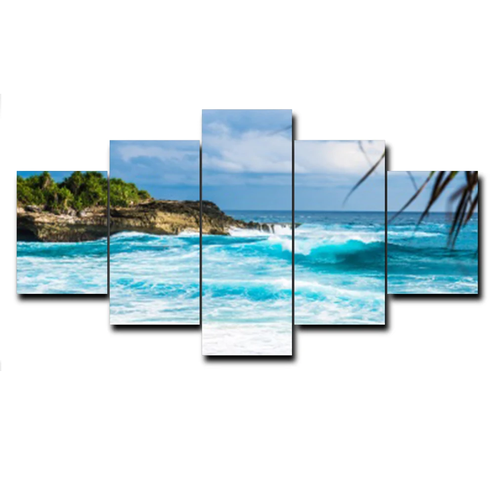 

5 Panel Sea View Outside Posters and Prints Wall Art Modern Decorative HD Canvas Paintings on the Wall Home Decoration No Frame