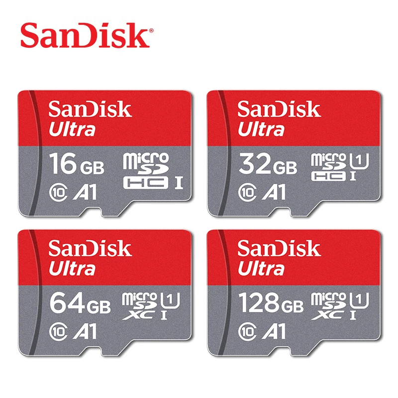 Карта памяти Micro SD SanDisk 16 ГБ 32 ГБ 64 Гб 128 Гб MicroSD Max 80 м/с Uitra C10 TF карта C4 8G cartao de memoria