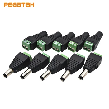 

5 Pairs Male+Female DC Power Jack & Plug Screw-on Wire Connector for cctv cameras