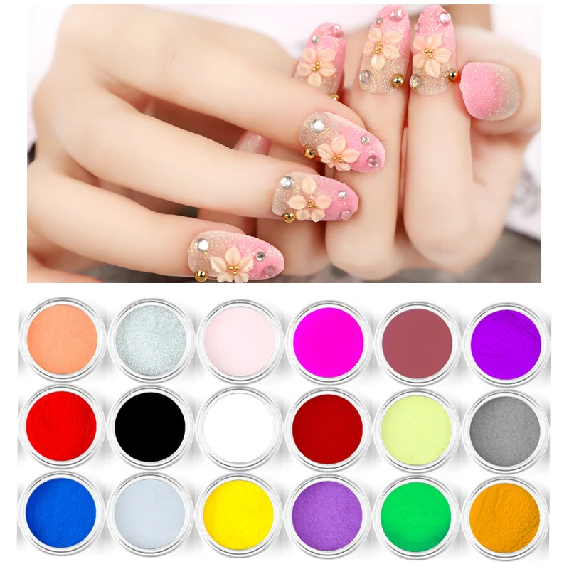 18Colors Acrylic Carving Nail Powder Dust Set UV Gel Design 3D Tips