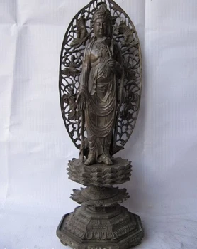 

song voge gem S1213 Classic Pure Copper Bronze lotiform Kwan-yin Bodhisattva GuanYin Buddha Statue