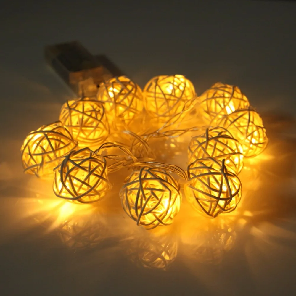 1.5m 10pcs LED Cotton Ball Light String Wedding Fairy Battery Lights