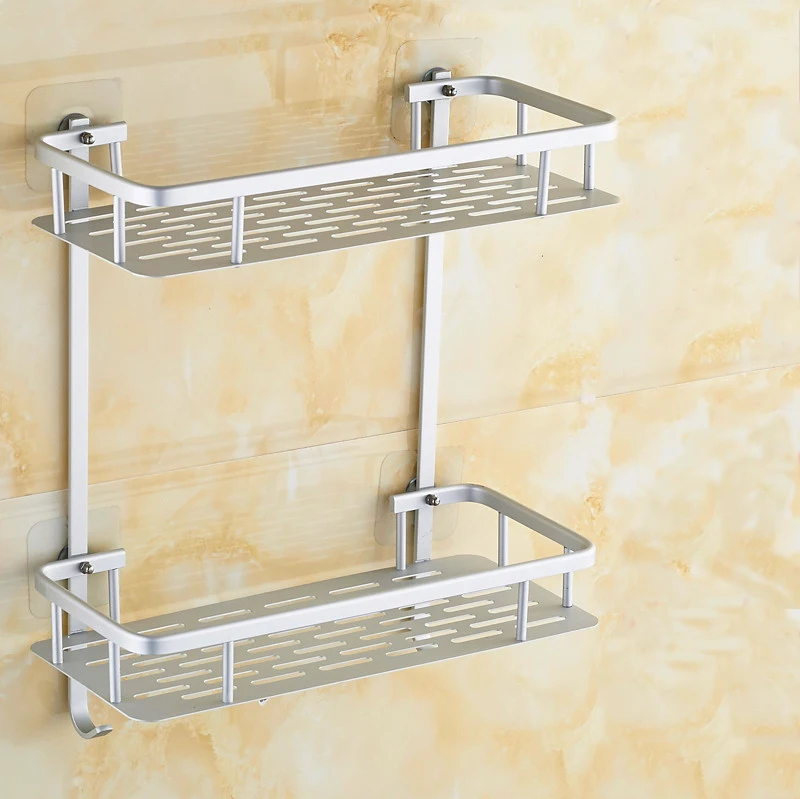 

Free punch bathroom bathroom shelf space aluminum toilet bathroom suction wall storage rack wall mount shelf LO514541