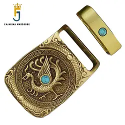 FAJARINA Mens Unique Design Dragon&ifeng Pattern Embossed Turquoise Decorative Solid Brass Smooth Model Buckles for Men BCK028 FAJARINA Mens Unique Design Dragon&ifeng Pattern Embossed Turquoise Decorative Solid Brass Smooth Model Buckles for Men BCK028