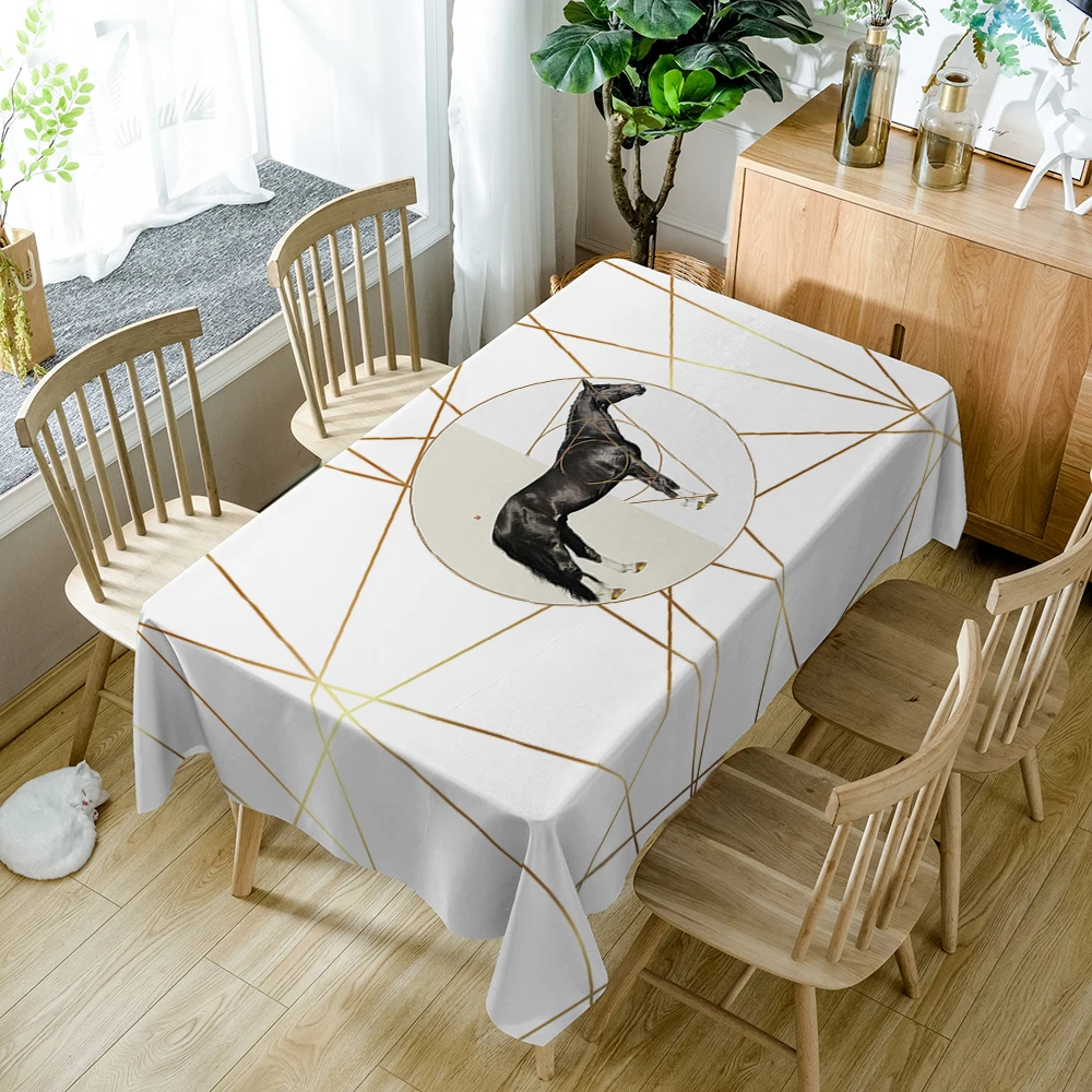  Geometric Striped Polyester Fabric 3D Tablecloth Black&Gray Splice Pattern Thicken Washable Rectang